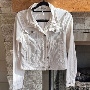 Free People Kiel Wash White/Cream Denim Jacket, sz small